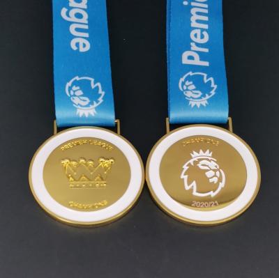 China Custom Collector Gold Sports Soccer Medal Medal Design Your Own Champions League With Ribbon Soccer Medals for sale