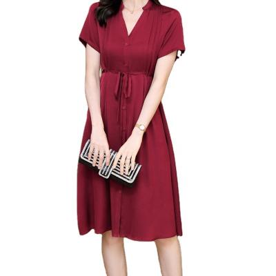 China New Short Dress Fashion Style Plain Sleeve Anti-Static Design Contracted Elegant Casual Dress for sale