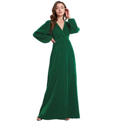 China Fashion Women's Evening Dress Anti-static Long Sleeve Formal Women's Evening Dress Custom Made Deep V Long Dress for sale