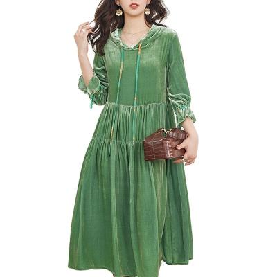 China Wholesale Anti-static Elegant Dress Long Hoodie Restoring Ancient Ways Nine Points Sheath Waist Dress for sale