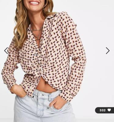 China Trendy Original V-Neckline Dot Ladies Top Print Fashion Women's Ladies Anti-pilling Long Sleeve Cardigan for sale