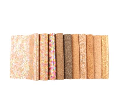 China Anti-rust 45*30CM Embossed Cork Fabric Cork PU Leather Gilding Sheet Randomly For Bag Wallpaper for sale