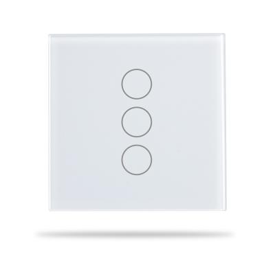 China Tempered Glass+PC Factory EU/UK Standard Fireproof WIFI 3 Strip Smart Lamp Switch With Tempered Glass Plate for sale