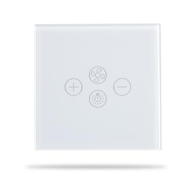 China Tempered Glass+PC Standard Fireproof WIFI EU/UK Standard Touch Tempered Glass Fan Lamp Smart Switch for sale