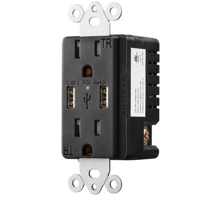 China Residential / General Purpose Hot Sale Black Color 5V 4.2A Electrical Outlet With USB for sale