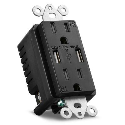 China Residential / General Purpose Factory 125V 15A Black Plug Free Sample With USB Port for sale