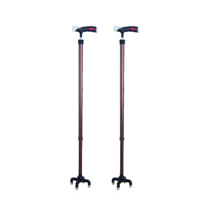 China Wholesale Convenient High Quality Adjustable Comfortable Quad Grip Cane 4 Legs Walking Stick for sale