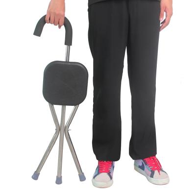 China Convenient Folding Canes With Folding Chair Wholesale Aluminum Alloy Walking Stick With Chair for sale