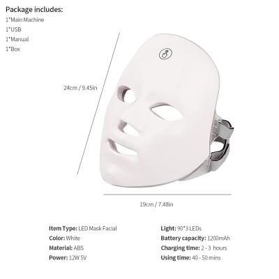 China Skin Tightening Wireless Facial Led Mask For 7 Colors Light Therapy Mask Skin Care Photon Facial Protective Mask for sale