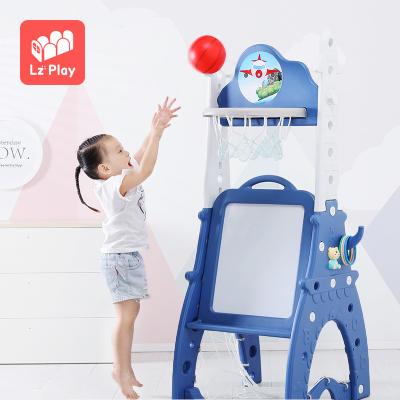 China HDPE LZplay Toddler Indoor Kids Play Height Adjustable Basketball Hoop Stand for sale