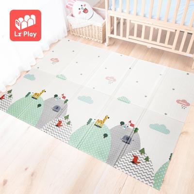 China LZplay Large Double Side Educational Cartoon XPE Soft Waterproof Colorful Foldable Foam Custom Toy Puzzle Baby Playmat for sale