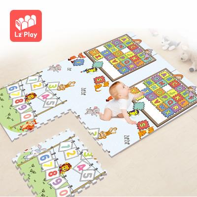 China Educational Toy LZplay Foam Locking Infant In Good Quality Protectors No Toxin Waterproof Xpe Foam Round Baby Play Mat Set Kick For Kids for sale