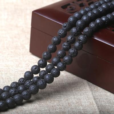 China High Quality Natural Stone Lava Stone Round Loose Beads, 8mm Natural Gemstone Loose Beads for sale