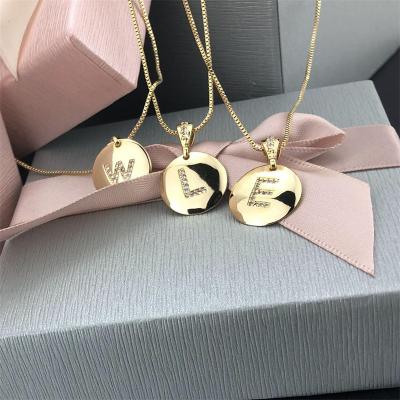 China Hiphop NANA Year Old Personalized Brass Necklace, 14k Gold Plated 26 Circle Letter Necklace for sale