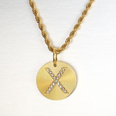 China Hiphop NANA lady high quality stailess steel necklace, 18k gold plated round 26 letter necklaces for sale