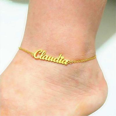 China NANA Casual/Sporty High Quality 18k Gold Plated Stainless Steel Lady Anklets, Personalized Customize Name Stainless Steel Anklets for sale