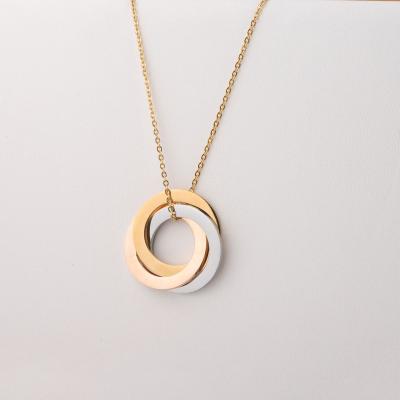 China High Quality Hiphop NANA 18k Gold Plated Round Fashion Accessories Stainless Steel Couples Ring Necklace for sale