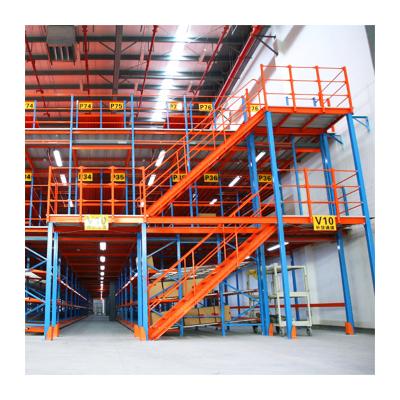 China Prefabricated Heavy Duty Powder Coating Metal Warehouse Mezzanine Shelving System for sale