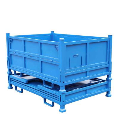 China Collapsible storage container foldable nesting steel wire mesh pallet box custom storage cage container for sale