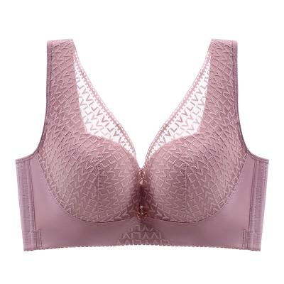 China QUICK DRY Thin Breathable Girl Latex Summer Detachable Cup Underwear No Beautiful Ring Steel Vest Style Bra Lace Small Chest Gathered for sale