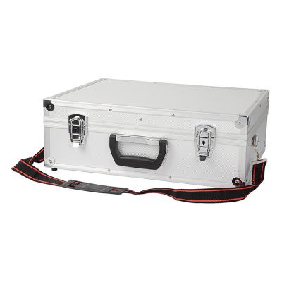 China resistant & Dualable Large Aluminum Tool Case With Compartments Sliver Aluminum Barber Tool Case With Inner Tray for sale