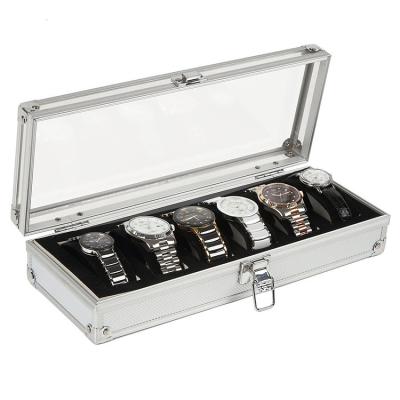 China Black New Mechanical Men Organizer Storage Box Watch Jewelry Gift Box Case Shockproof Aluminum Holder Display Cases for sale