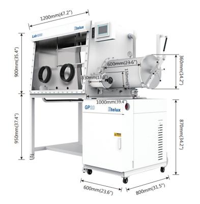 China 4 Glove Two Sided Glovebox Atmospheres Inert Controlled One Work Station for sale