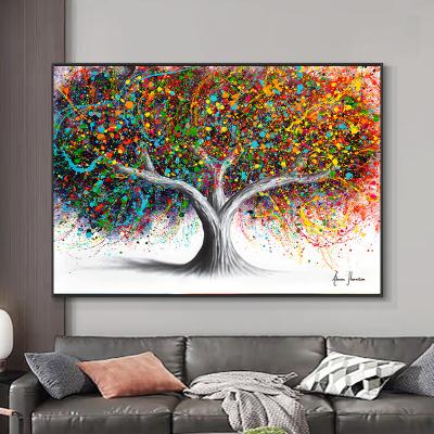 China Modern Colorful Tree Aesthetic Canvas Oil Painting Art Print Poster Picture Modern Artwork Abstract Tree Wall hanging Painting for sale