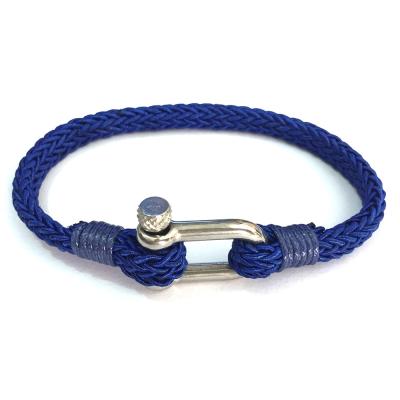 China Fashion Environmentally Friendly Wholesale Stainless Steel Shackle Bracelet Blue Rope Bracelet for sale