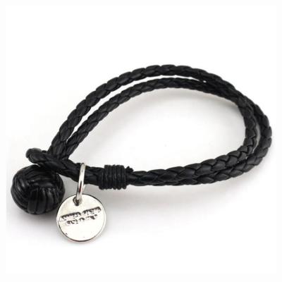 China Graceful vintage ball bracelet double layer bracelet custom LOGO men's woven leather bracelet for sale