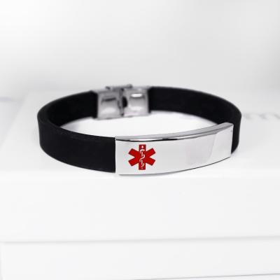 China Environmental Friendly Fashion Silicone Wristband Medical Symbol Alert Identification Diabetes Star of Life for sale