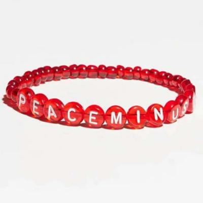 China Wholesale popular CLASSIC red alphabet fashion bracelet PEACEMINUSONE charm elastic bracelet bead for sale