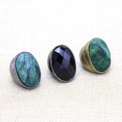 China High Quality Handmade Wholesale Custom Casting Oval Stone Ring Women Jewelry Retro Punk Style BOHEMIA Design Large for sale