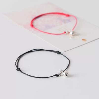 China New Fashion Environmental Friendly Anklets For Women Red Rope Simple Handmade Black Chain Anklet Bracelet Personality Adjustable Bell Anklets for sale