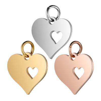 China Graceful Titanium Steel Heart Shape DIY Hanging Heart Shaped Ring Necklace Pendant Stainless Steel Pendant Accessories for sale