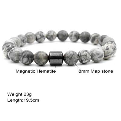 China Wholesale Hot Selling FASHIONABLE Custom 8mm Magnet Charm Beads Stretch Natural Stone Lava Bead Bracelet For Couple for sale