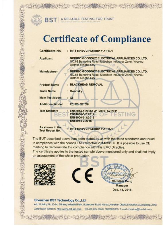 CE - Ningbo Goodsky Electrical Appliances Co., Ltd.