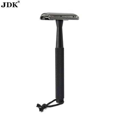 China Hot Selling JDK Stainless Steel Twin Blade New Double Edge Aluminum Safety Razor With Lanyard for sale