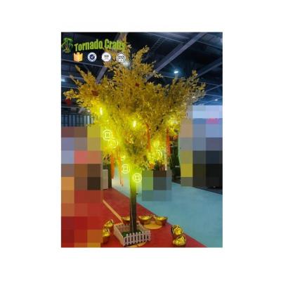 China Eco-friendly materials Canton Foshan decorations show to prop artificial ficus plants golden leaves big big banyan tree for sale