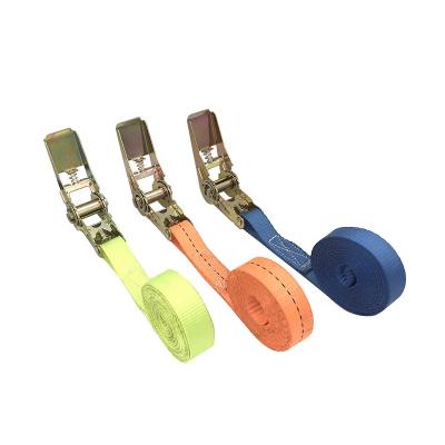 China Polyester 1inch 25mm 4m Cargo Lashing Strap With Custom Down Belts Webbing Ratchet Tie Down for sale