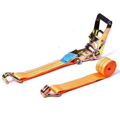 China Polyester 1.5inch Retractable Tie Downs Cargo Control White Ratchet Straps With 3000kgs Car Strap for sale