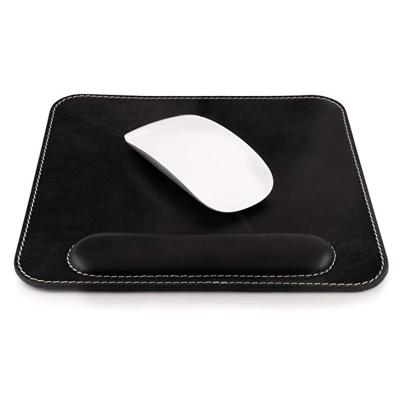 China With Wrist Rest Genuine Leather Leather Mousepad With Wrist Rest, Black for sale