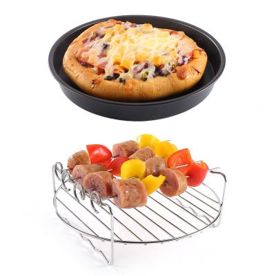 China New Arrival Silicone Cake Barrel Dish Grill Non-Stick Outdoor Baking Rack with Skewers Metal Stainless Steel Air Fryer Accessories Set for sale