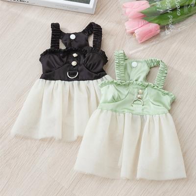 China Pet Skirt Summer Lace Sling Dress Thin Breathable Stocked Dog With Pull Ring Clothes Cat Dress for sale