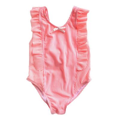 China QUICK DRY Quick Dry Toddler Girls Ruffled and Striped One Piece Swimsuit for Swimming Pool at 3-12 Years for sale