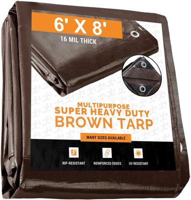 China Water Resistant Super Heavy Duty  Brown Poly Tarp Cover - Thick Waterproof, UV Resistant, Rip and Tear Proof Tarpaulin with Grommets for sale