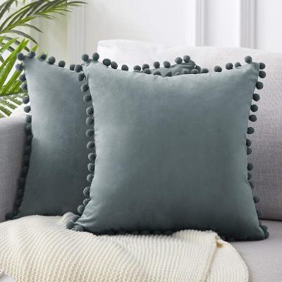 China Soft Long Hair Sofa Decorative Pillow Cover With Tassel Soft Velvet Solid Throw Cushion Cover for sale