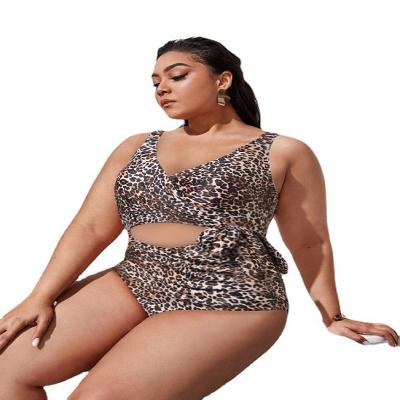 China 2022 Summer Breathable Sexy V-Neck Leopard Print One Piece Swimsuit Plus Size Beach Wear Women Swimwear for sale