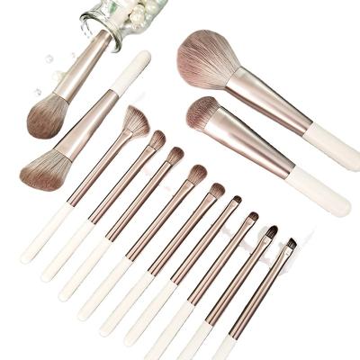 China Angular Blush Holiday Series White Wood Handle Soft Fiber Hair 13 Pcs Playbrush for sale