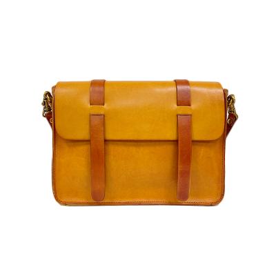 China Fashion Vintage Messenger Bag Classic Veg-tanned Leather Bag Work Satchel Purse Handbag for sale